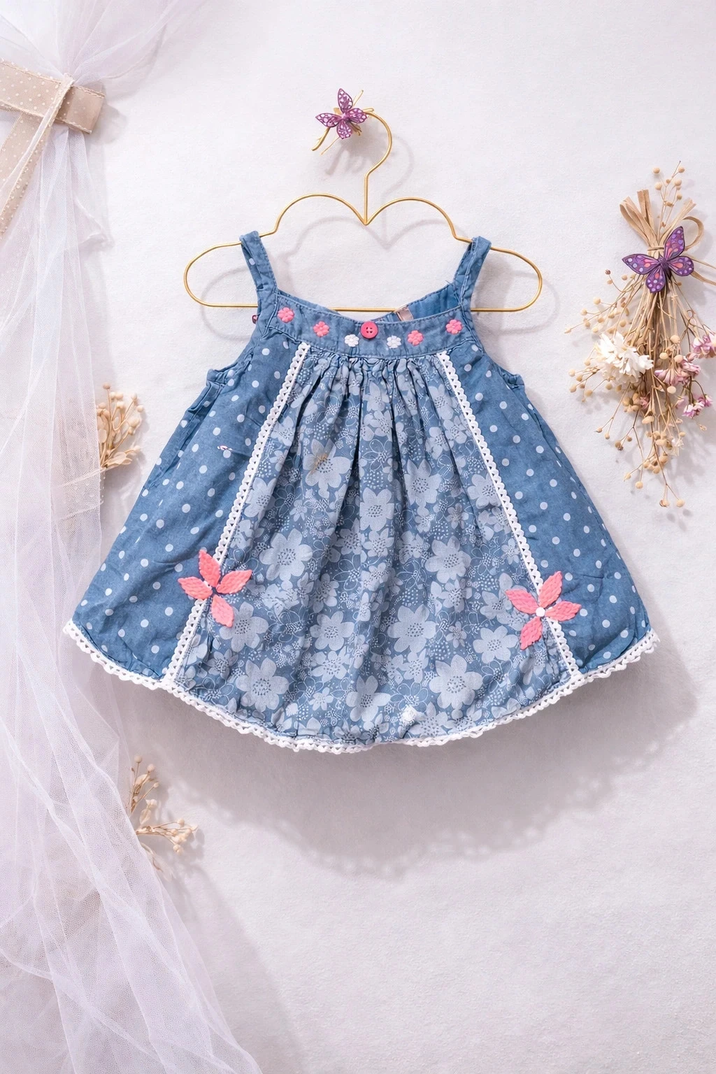 Robe bébé fille Orchestra denim bleu – 6 mois 🌸